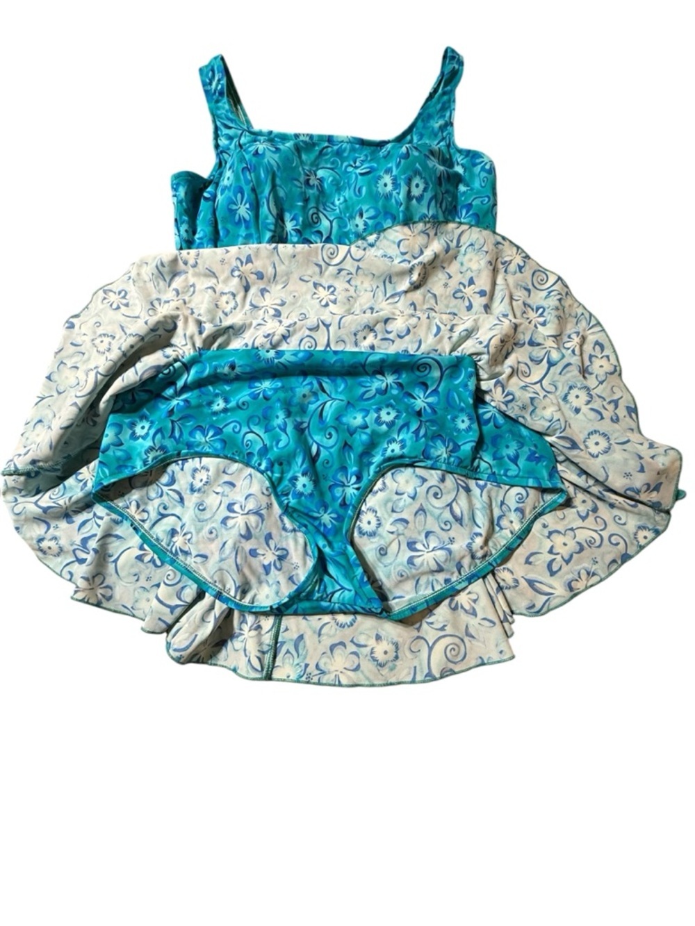 Le Cove Women's Swimsuit Skirted One Piece Blue Floral Print Size 22 Pre-owned - Picture 2 of 6